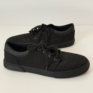 St. Johns Bay Womens Bryce Lace Up Sneakers Black Canvas Size 10M